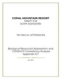 Biological Resources Assessment and CVMSHCP Consistency Analysis Appendix D.1