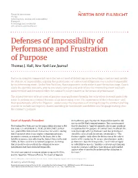 Defenses of Impossibility of Performance and Frustration of Purpose Thomas J