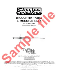 Encounter Tables & Monster Index