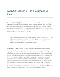GENESIS: Lesson 8 - “This Will Make Us Famous”