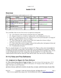 Isaiah 31-32 Overview 31:1-5, False and True Deliverers