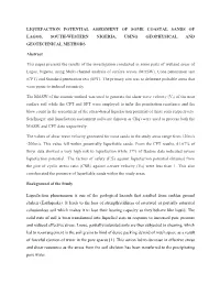 Liquefaction Potential Assesment of Some Coastal Sands of Lagos, South-Western Nigeria, Using Geophysical and Geotechnical Methods