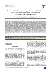 Preliminary Phytochemical Screening and Estimation of Total Phenolic Content of Aqueous Cladode Extract of Opuntia Dillenii