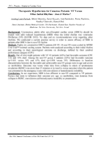 Therapeutic Hypothermia for Comatose Patients: VF Versus Other Initial Rhythm – Does It Matter?