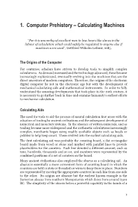 1. Computer Prehistory – Calculating Machines