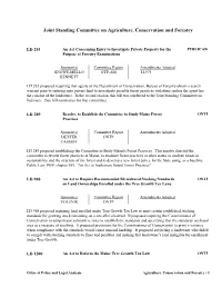 A Summary of Legislation for the Joint Standing