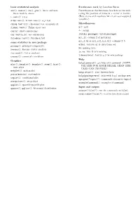 Basic Statistical Analysis Aov(), Anova(), Lm(), Glm(): Linear And