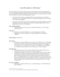 Census Metropolitan Area Methodology1