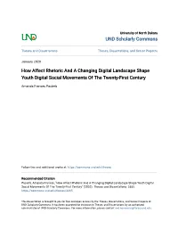 How Affect Rhetoric and a Changing Digital Landscape Shape Youth Digital Social Movements of the Twenty-First Century