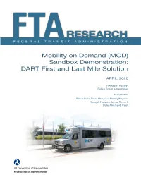 (MOD) Sandbox Demonstration: DART First and Last Mile Solution