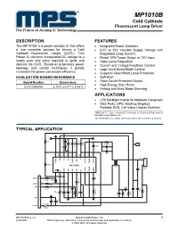 MP1010B Cold Cathode Fluorescent Lamp Driver the Future of Analog IC Technology