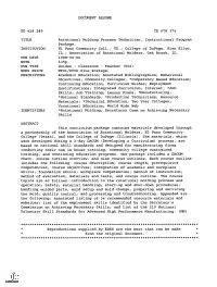 Rotational Molding Process Technician. Instructional Program Package
