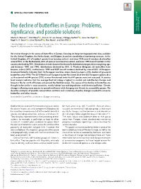 The Decline of Butterflies in Europe: Problems, Significance, and Possible Solutions SPECIAL FEATURE: PERSPECTIVE Martin S