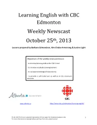 Weekly Newscast October 25Th, 2013