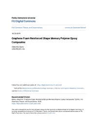 Graphene Foam Reinforced Shape Memory Polymer Epoxy Composites