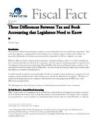 Three Differences Between Tax and Book Accounting That Legislators Need to Know