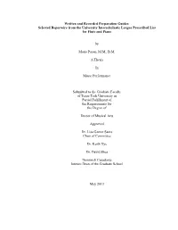 Written and Recorded Preparation Guides: Selected Repertoire from the University Interscholastic League Prescribed List for Flute and Piano