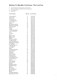 Babylon 5 Collectible Card Game / the Card List