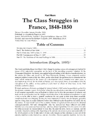 Class Struggles in France 1848-1850