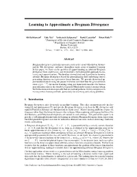 Learning to Approximate a Bregman Divergence