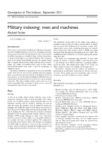 Military Indexing: Men and Machines Michael Forder