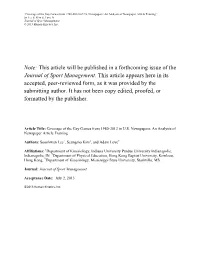 Note: This Article Will Be Published in a Forthcoming Issue of the Journal of Sport Management