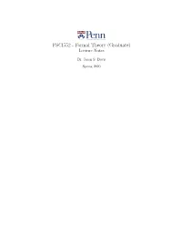 PSCI552 - Formal Theory (Graduate) Lecture Notes