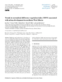 Trends in Normalized Difference Vegetation Index (NDVI) Associated with Urban Development in Northern West Siberia
