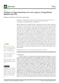Analysis of Taper Functions for Larix Olgensis Using Mixed Models and TLS