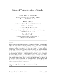 Balanced Vertex-Orderings of Graphs
