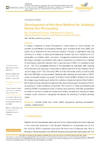 Development of the New Method for Oxidized Nickel Ore Processing