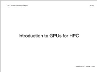 Introduction to Gpus for HPC