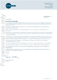 Notice of Meeting and Proxy Form for the Company’S Annual General Meeting