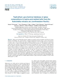 Tephrakam: Geochemical Database of Glass Compositions in Tephra and Welded Tuffs from the Kamchatka Volcanic Arc (Northwestern Paciﬁc)