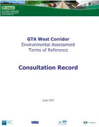 Terms of Reference Consultation Record