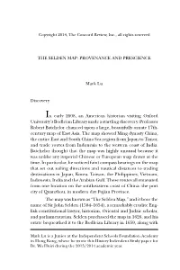 The Selden Map: Provenance and Prescience