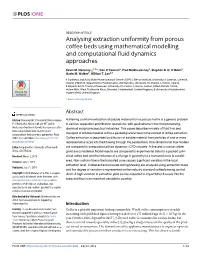 Analysing Extraction Uniformity from Porous Coffee Beds Using Mathematical Modelling and Computational Fluid Dynamics Approaches