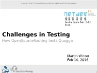 Challenges in Testing How Opensourcerouting Tests Quagga