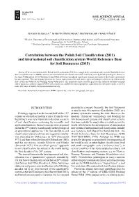 Correlation Between the Polish Soil Classification (2011) and International Soil Classification System World Reference Base for Soil Resources (2015)