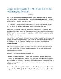 Democrats Banished to the Back Bench but Warming up for 2014