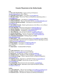 Female Physicists in the Netherlands