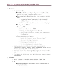 How to Lead Mattins and Holy Communion Notes Copy