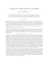 Kummer, Regular Primes, and Fermat's Last Theorem 1