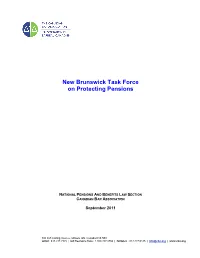 New Brunswick Task Force on Protecting Pensions