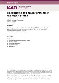Responding to Popular Protests in the MENA Region