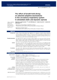The Effect of Breath-Hold Diving on Selected Adaptive Mechanisms in the Circulatory-Respiratory System in Simulated Static and Dynamic Apnoea