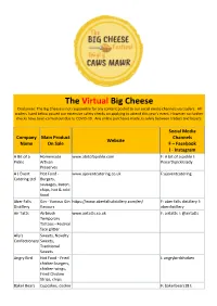 The Virtual Big Cheese Disclaimer: the Big Cheese Is Not Responsible for Any Content Posted to Our Social Media Channels Via Traders
