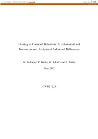 A Behavioural and Neuroeconomic Analysis of Individual Differences