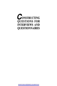 Constructing Questions for Interviews and Questionnaires