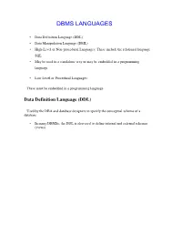 Dbms Languages